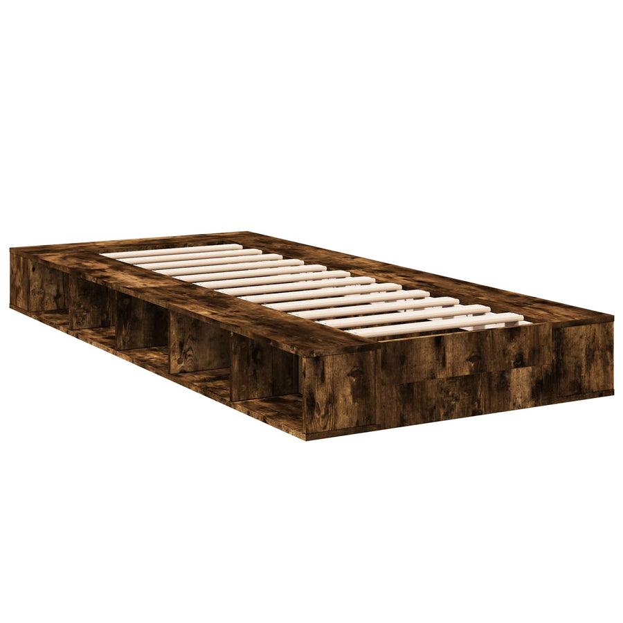 Bedframe met opslag Gerookt eiken 80 x 200 cm Bewerkt hout