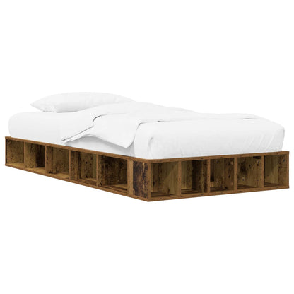 Bedframe met opslag met plank Oud hout 80 x 200 cm Bewerkt hout