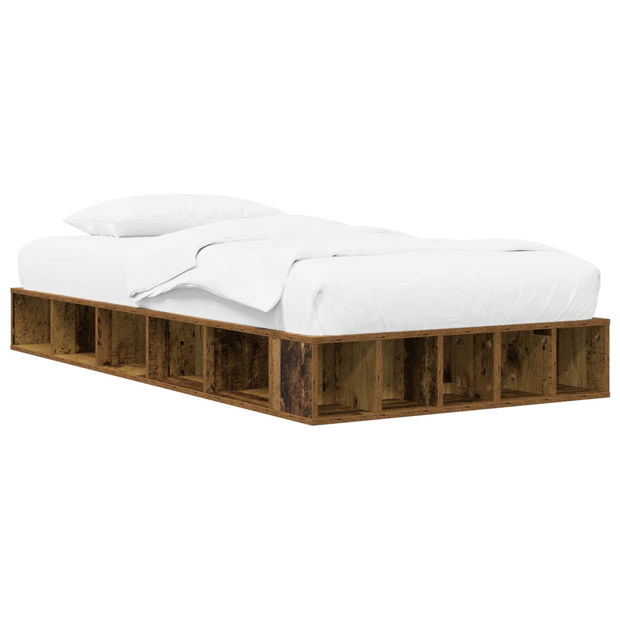 Bedframe met opslag met plank Oud hout 80 x 200 cm Bewerkt hout