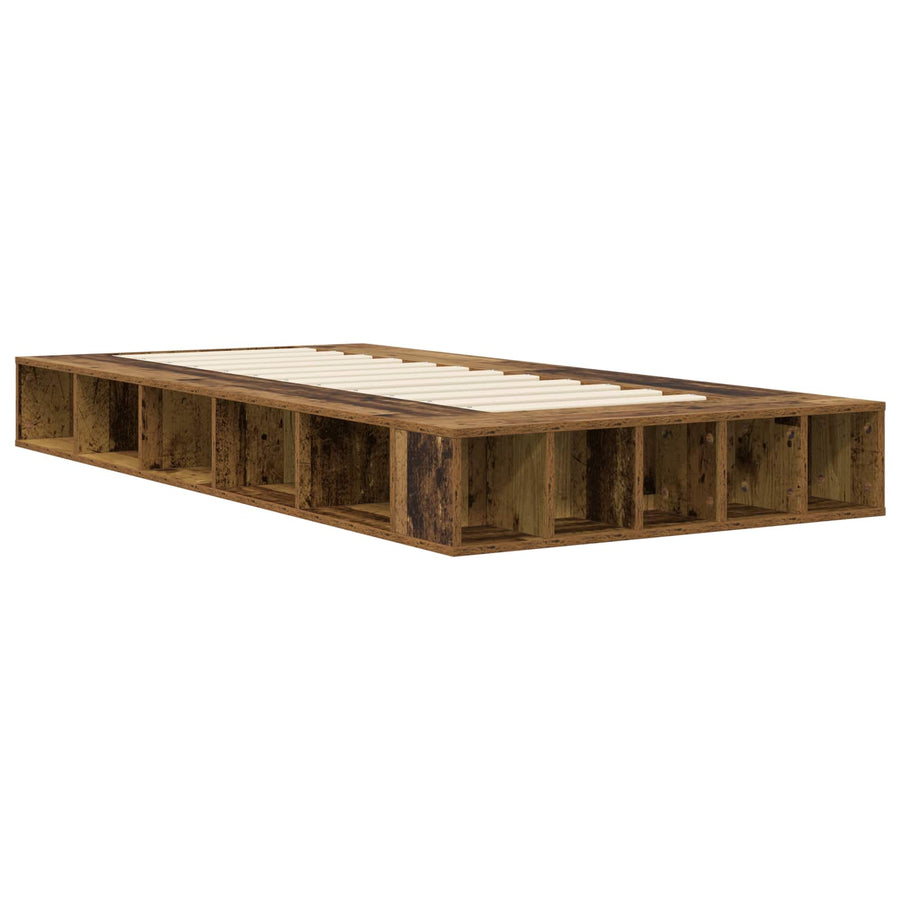 Bedframe met opslag met plank Oud hout 80 x 200 cm Bewerkt hout