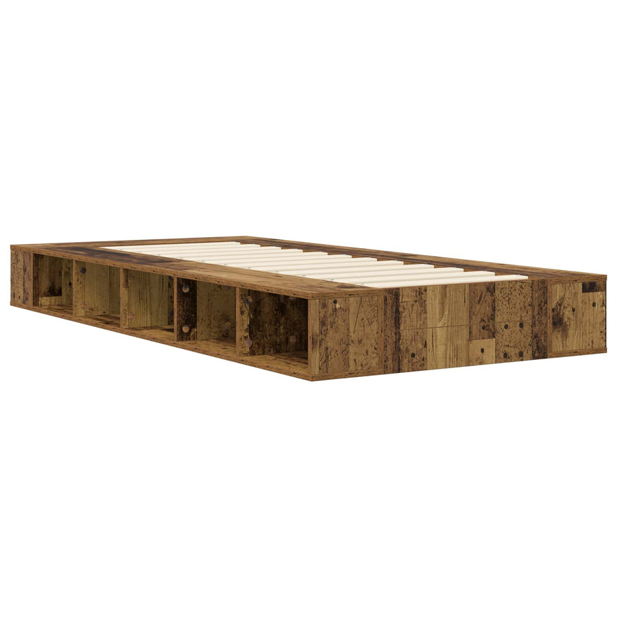 Bedframe met opslag met plank Oud hout 80 x 200 cm Bewerkt hout
