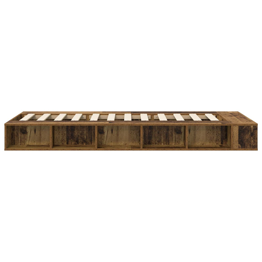 Bedframe met opslag met plank Oud hout 80 x 200 cm Bewerkt hout