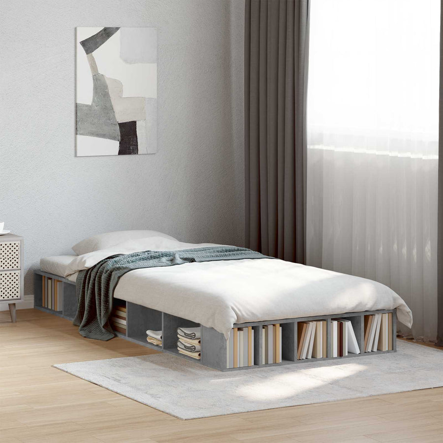 Bedframe met opslag Betongrijs 80 x 200 cm Bewerkt hout