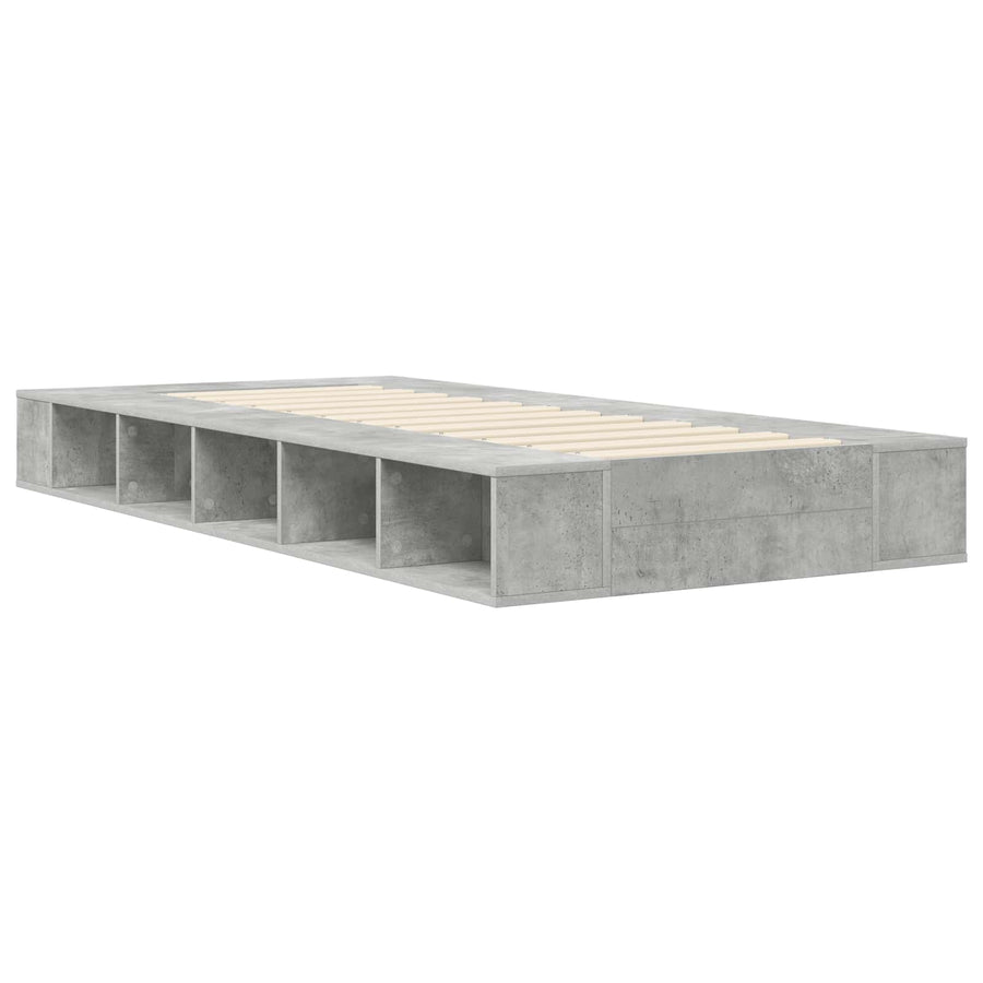 Bedframe met opslag Betongrijs 80 x 200 cm Bewerkt hout