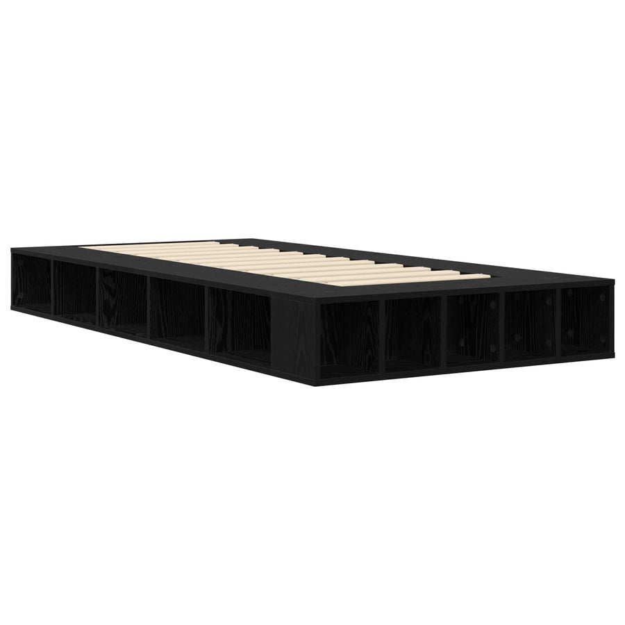 Bedframe met opslag Zwart eiken 80 x 200 cm Bewerkt hout