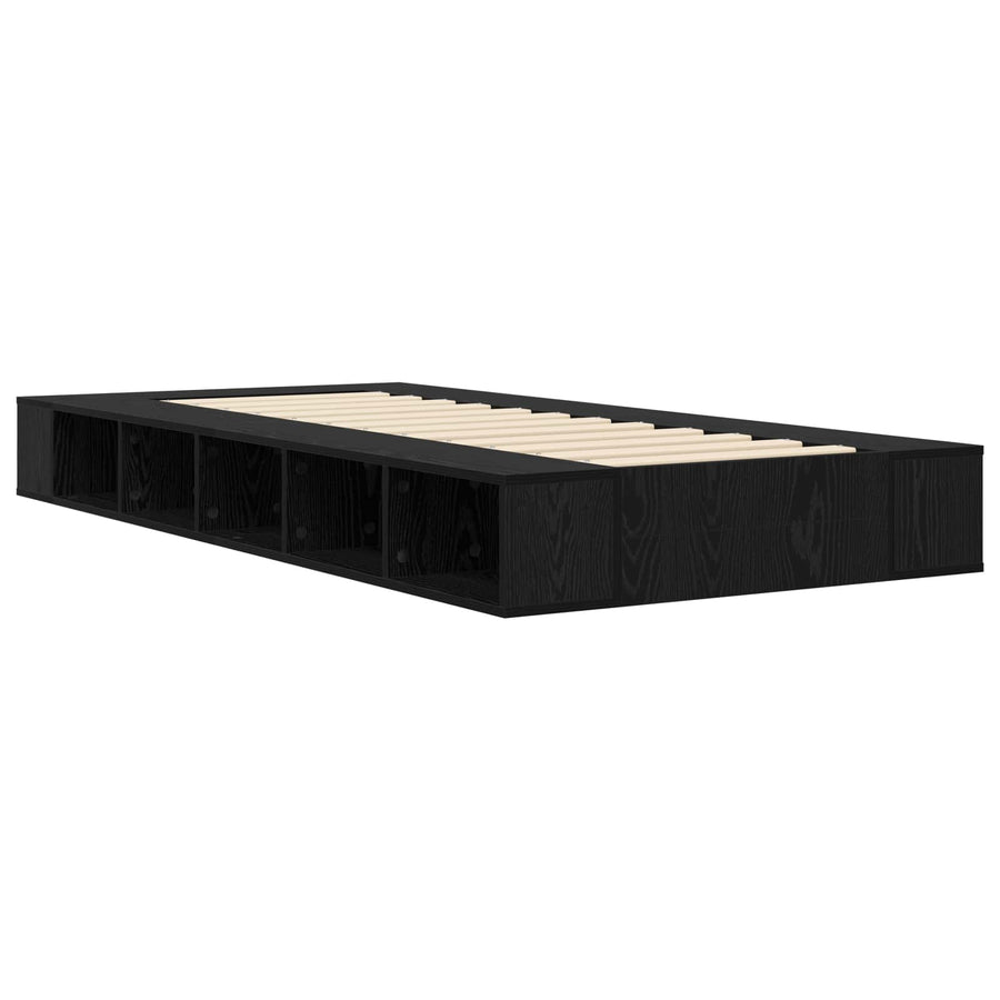 Bedframe met opslag Zwart eiken 80 x 200 cm Bewerkt hout
