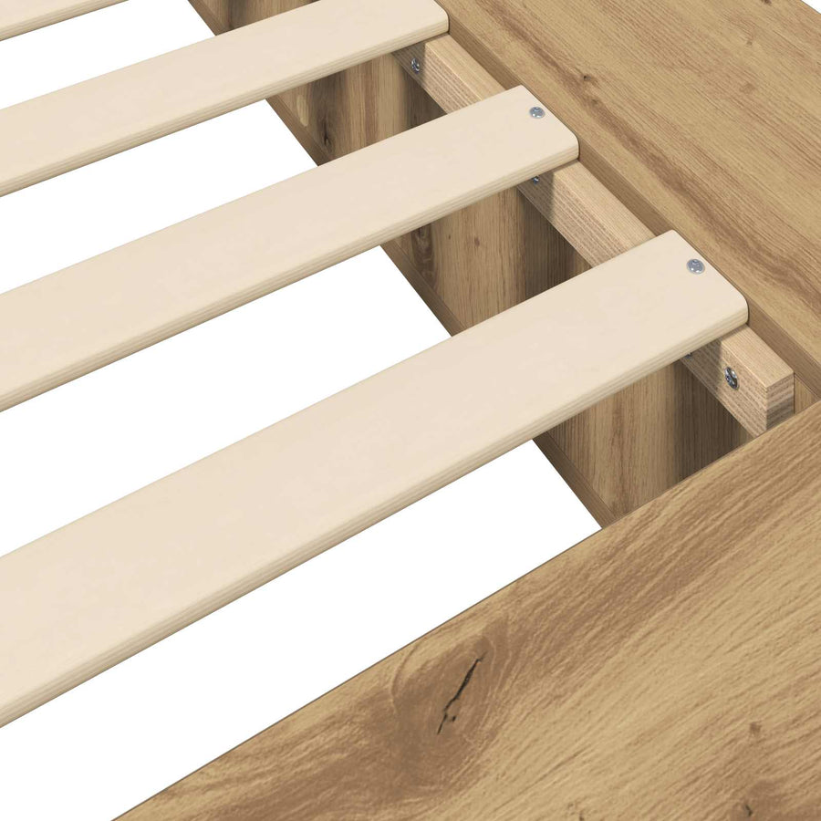 Bedframe met opslag Artisanaal eiken 80 x 200 cm Bewerkt hout