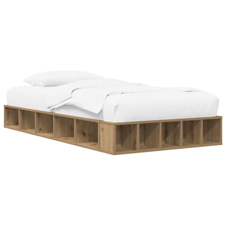 Bedframe met opslag Artisanaal eiken 80 x 200 cm Bewerkt hout