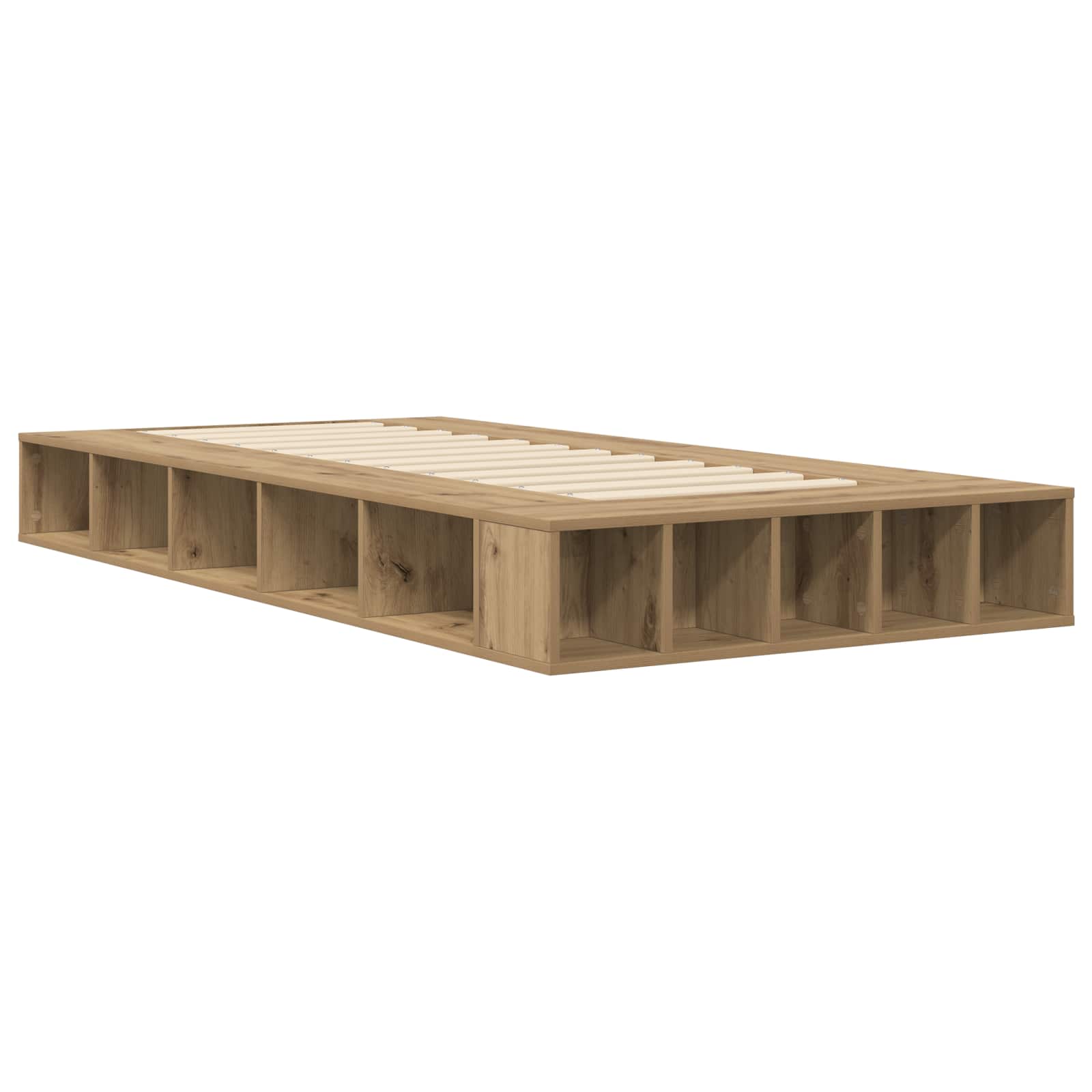 Bedframe met opslag Artisanaal eiken 80 x 200 cm Bewerkt hout