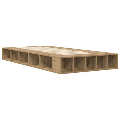 Bedframe met opslag Artisanaal eiken 80 x 200 cm Bewerkt hout