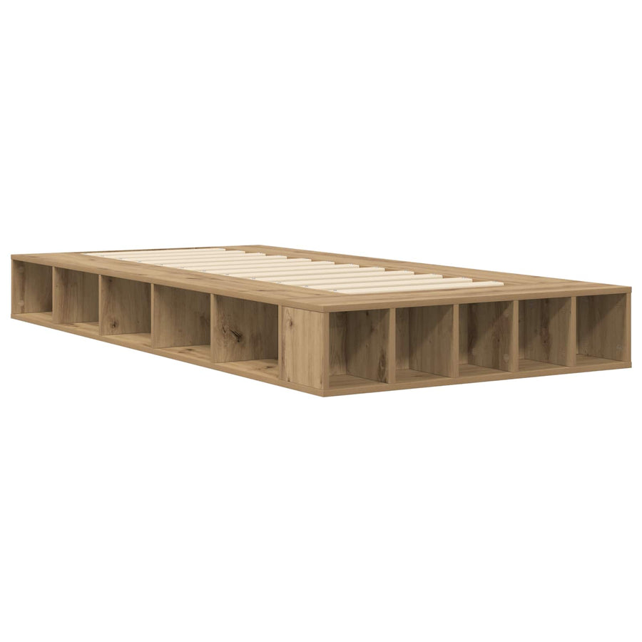 Bedframe met opslag Artisanaal eiken 80 x 200 cm Bewerkt hout