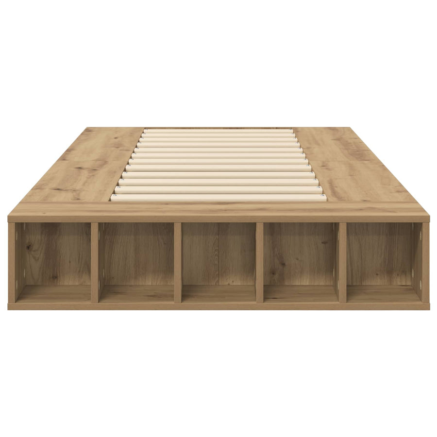 Bedframe met opslag Artisanaal eiken 80 x 200 cm Bewerkt hout