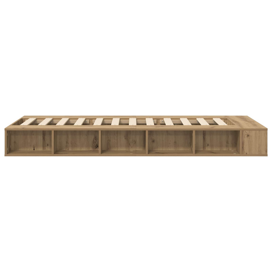 Bedframe met opslag Artisanaal eiken 80 x 200 cm Bewerkt hout