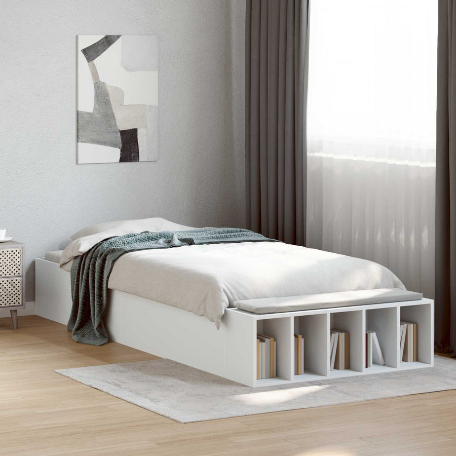 Bedframe met opslag met plank Wit 80 x 200 cm Bewerkt hout