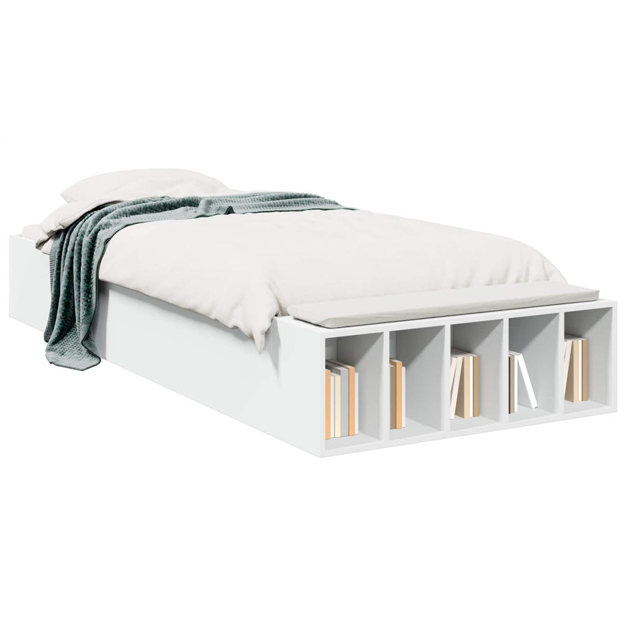 Bedframe met opslag met plank Wit 80 x 200 cm Bewerkt hout