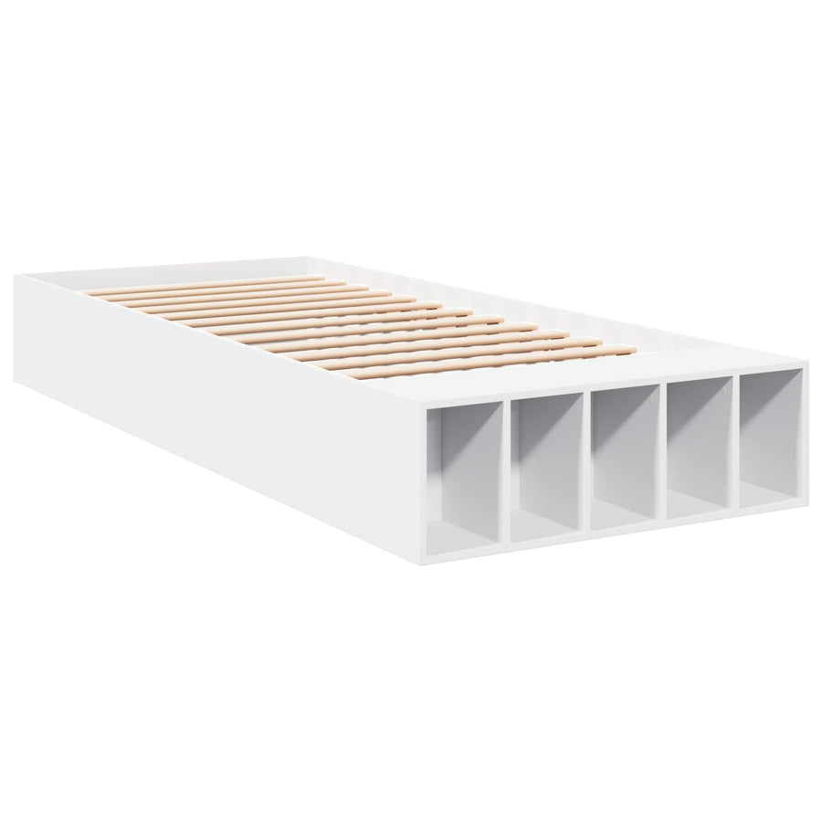 Bedframe met opslag met plank Wit 80 x 200 cm Bewerkt hout