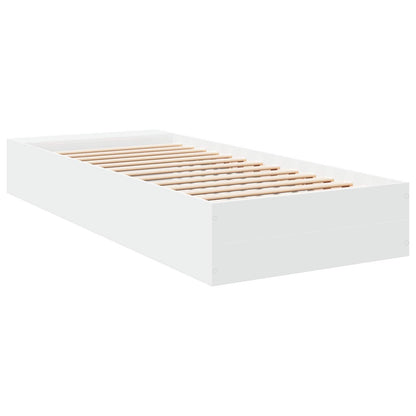 Bedframe met opslag met plank Wit 80 x 200 cm Bewerkt hout