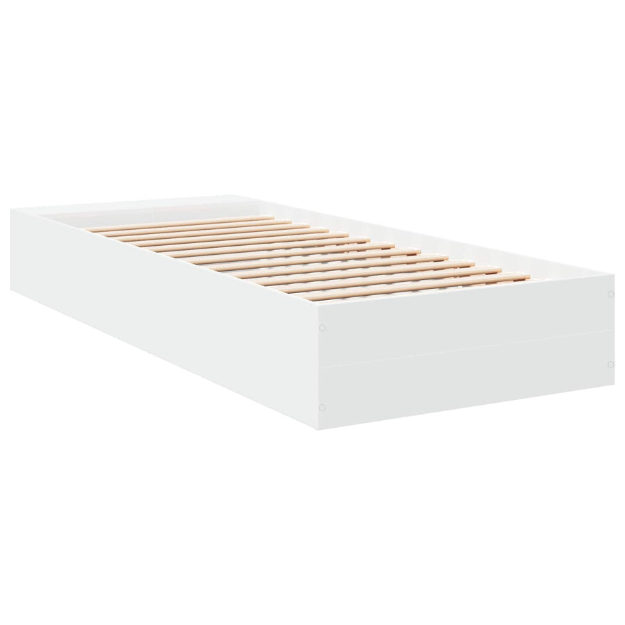 Bedframe met opslag met plank Wit 80 x 200 cm Bewerkt hout