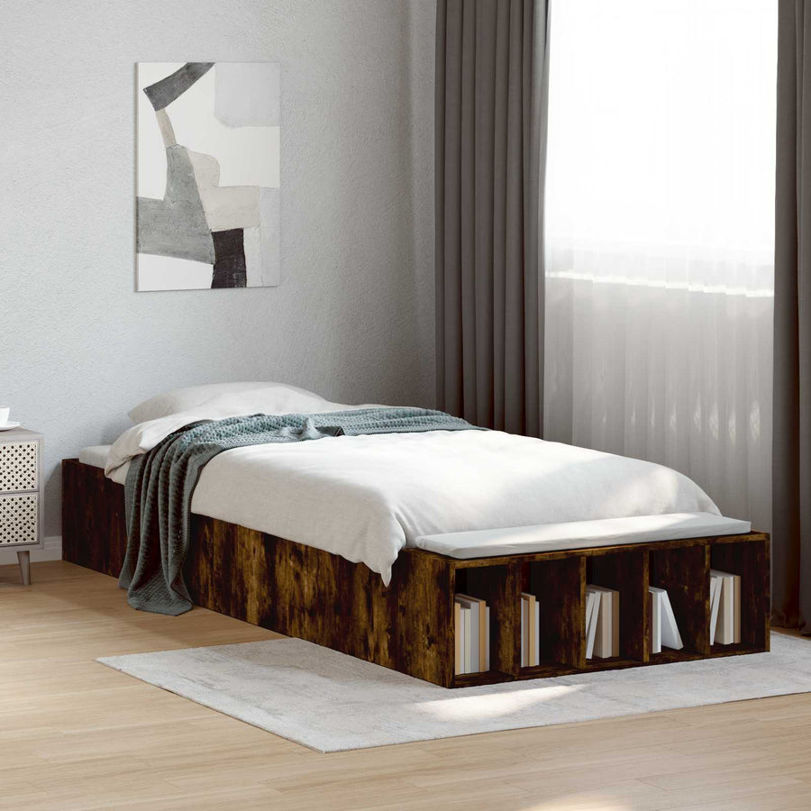 Bedframe met opslag Gerookt eiken 80 x 200 cm Bewerkt hout