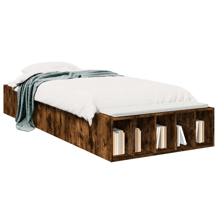 Bedframe met opslag Gerookt eiken 80 x 200 cm Bewerkt hout