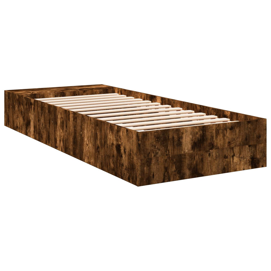 Bedframe met opslag Gerookt eiken 80 x 200 cm Bewerkt hout