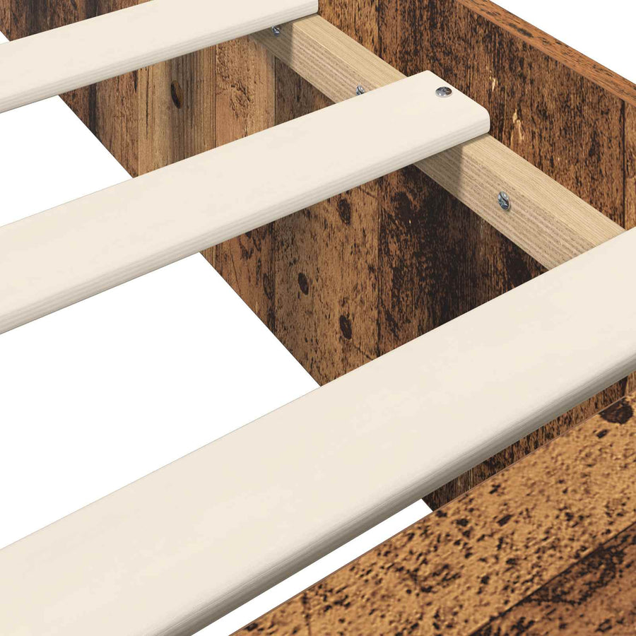 Bedframe met opslag met plank Oud hout 80 x 200 cm Bewerkt hout
