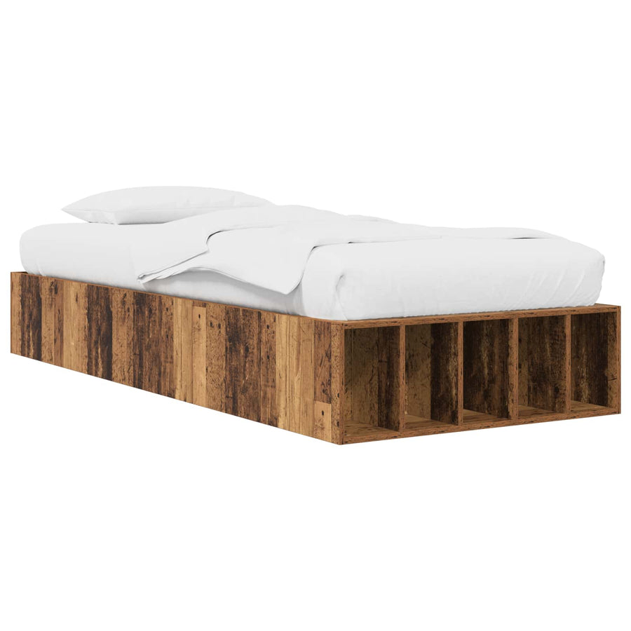 Bedframe met opslag met plank Oud hout 80 x 200 cm Bewerkt hout