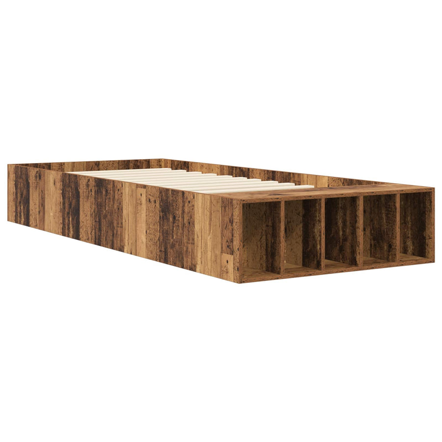 Bedframe met opslag met plank Oud hout 80 x 200 cm Bewerkt hout
