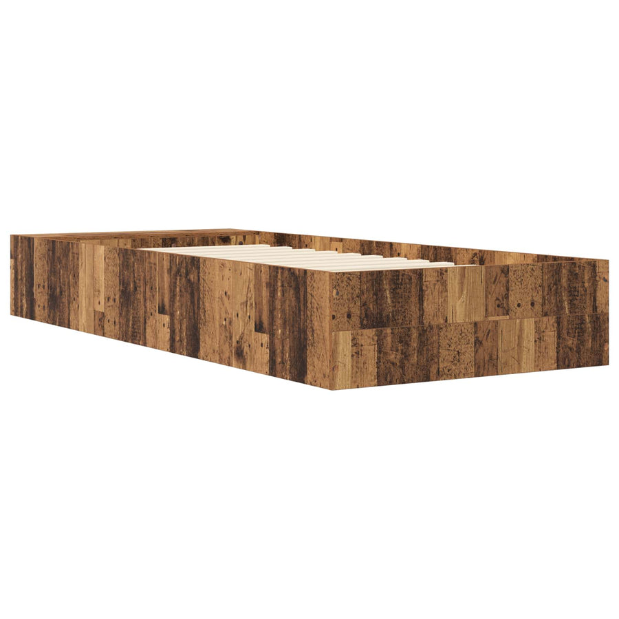 Bedframe met opslag met plank Oud hout 80 x 200 cm Bewerkt hout