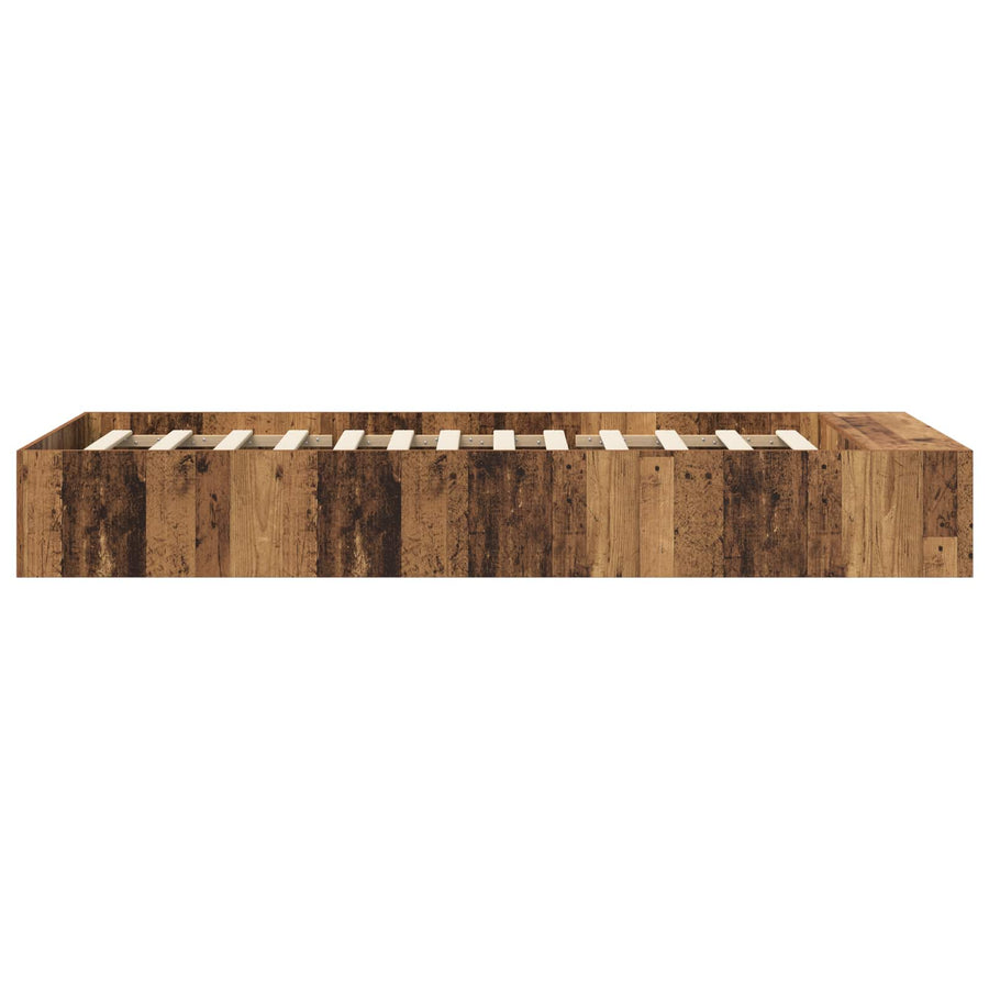 Bedframe met opslag met plank Oud hout 80 x 200 cm Bewerkt hout