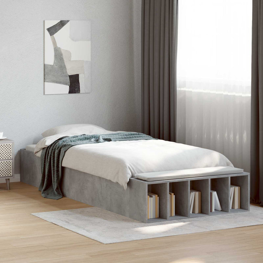 Bedframe met opslag Betongrijs 80 x 200 cm Bewerkt hout