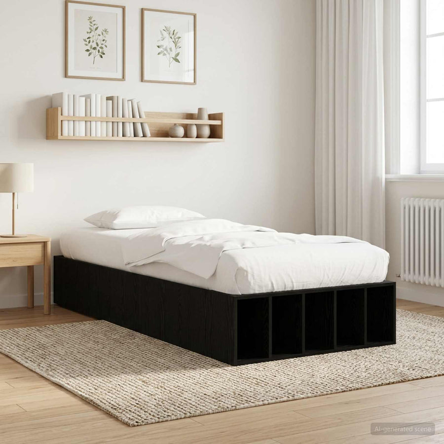 Bedframe met opslag Zwart eiken 80 x 200 cm Bewerkt hout