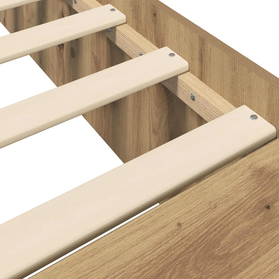 Bedframe met opslag Artisanaal eiken 80 x 200 cm Bewerkt hout
