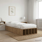 Bedframe met opslag Artisanaal eiken 80 x 200 cm Bewerkt hout