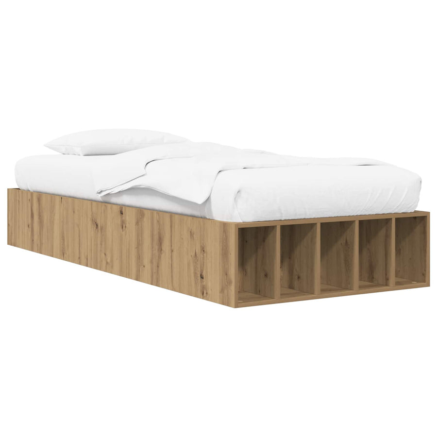 Bedframe met opslag Artisanaal eiken 80 x 200 cm Bewerkt hout