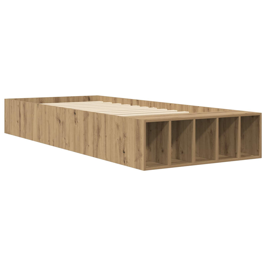 Bedframe met opslag Artisanaal eiken 80 x 200 cm Bewerkt hout