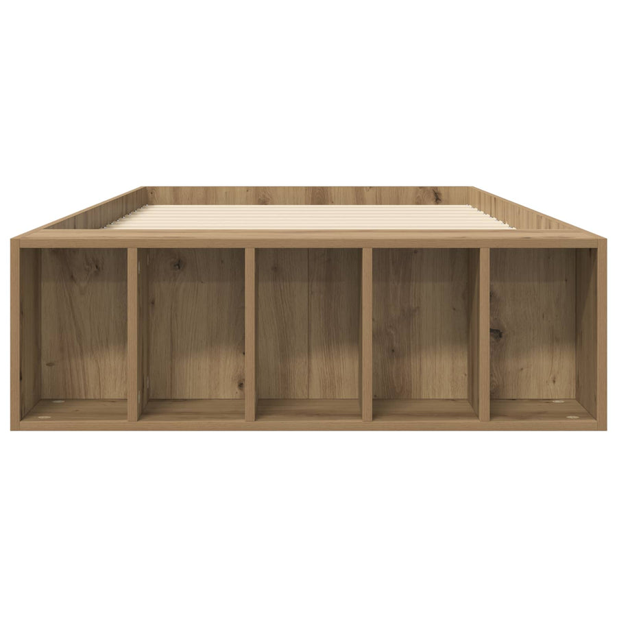Bedframe met opslag Artisanaal eiken 80 x 200 cm Bewerkt hout