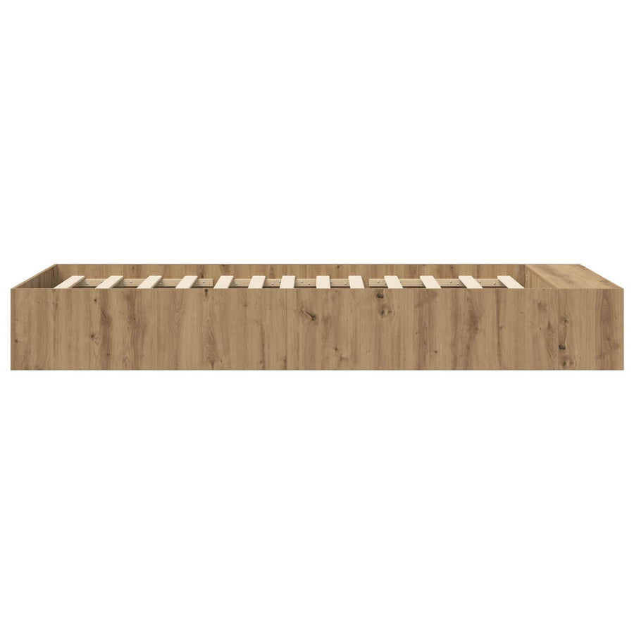 Bedframe met opslag Artisanaal eiken 80 x 200 cm Bewerkt hout