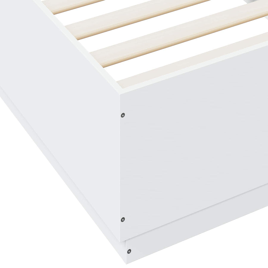 Bed Frame met LED Wit 80 x 200 cm Bewerkt hout