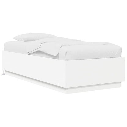 Bed Frame met LED Wit 80 x 200 cm Bewerkt hout