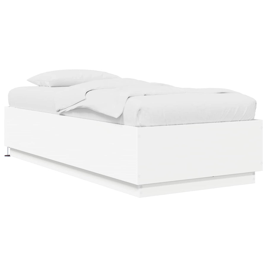 Bed Frame met LED Wit 80 x 200 cm Bewerkt hout