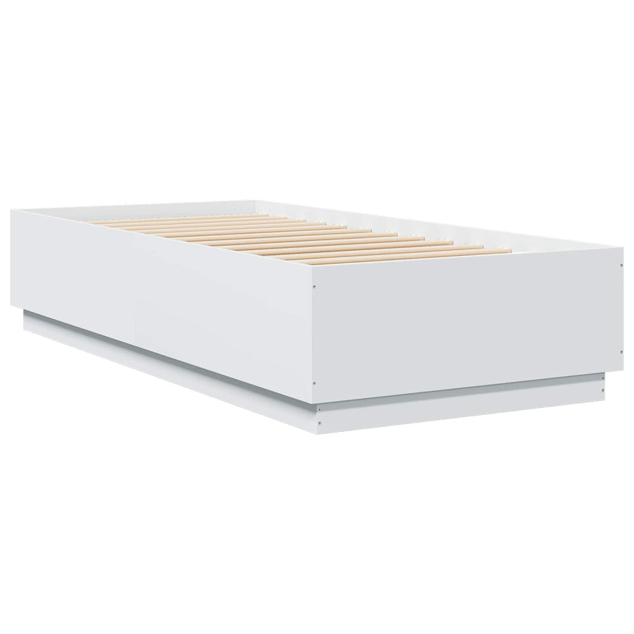 Bed Frame met LED Wit 80 x 200 cm Bewerkt hout