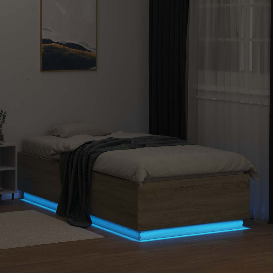 Bed Frame met LED Sonoma Eiken 80 x 200 cm Bewerkt hout