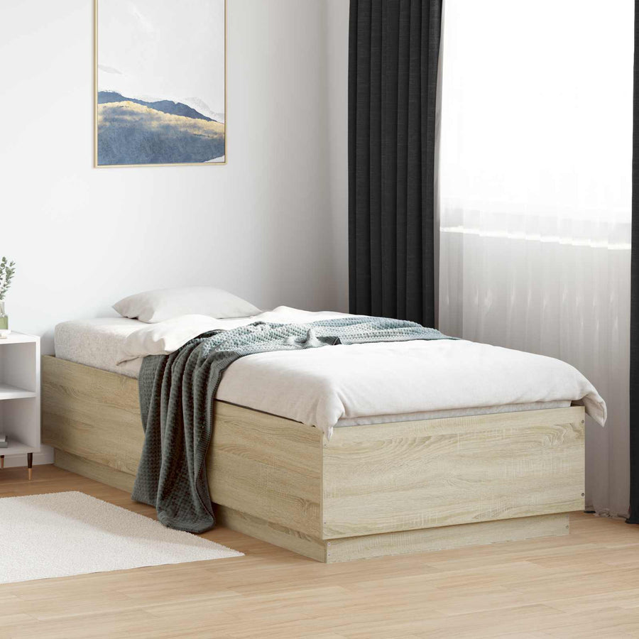 Bed Frame met LED Sonoma Eiken 80 x 200 cm Bewerkt hout