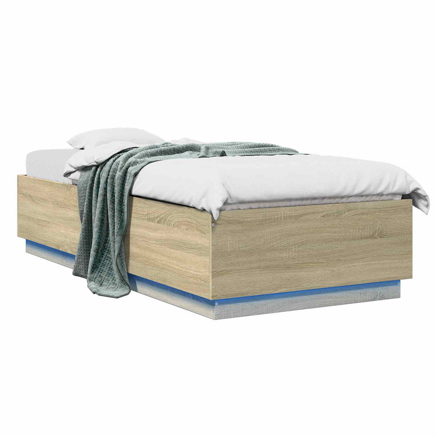 Bed Frame met LED Sonoma Eiken 80 x 200 cm Bewerkt hout