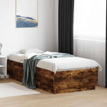 Bed Frame met LED Gerookt eiken 80 x 200 cm Bewerkt hout