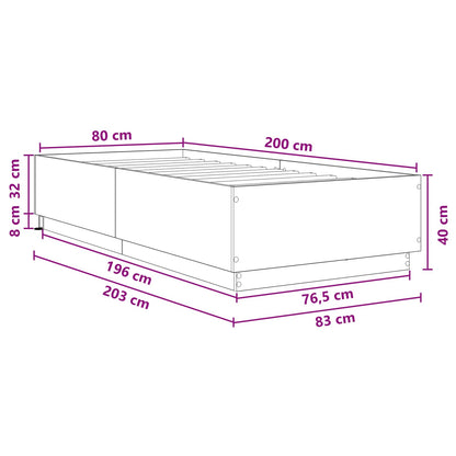 Bed Frame met LED Gerookt eiken 80 x 200 cm Bewerkt hout