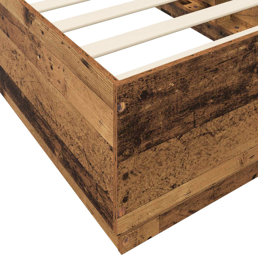 Bed Frame met LED Oud hout 80 x 200 cm Bewerkt hout