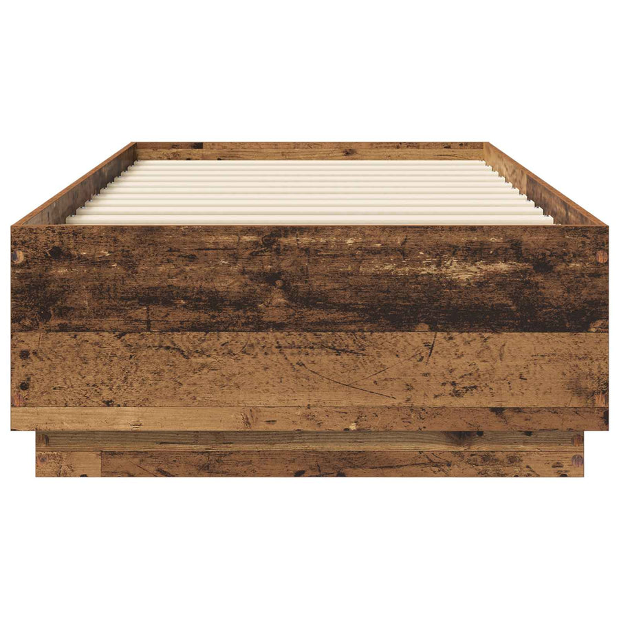 Bed Frame met LED Oud hout 80 x 200 cm Bewerkt hout