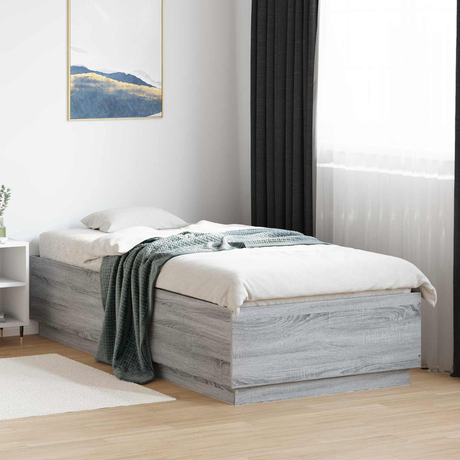 Bed Frame met LED Grijs Sonoma 80 x 200 cm Bewerkt hout
